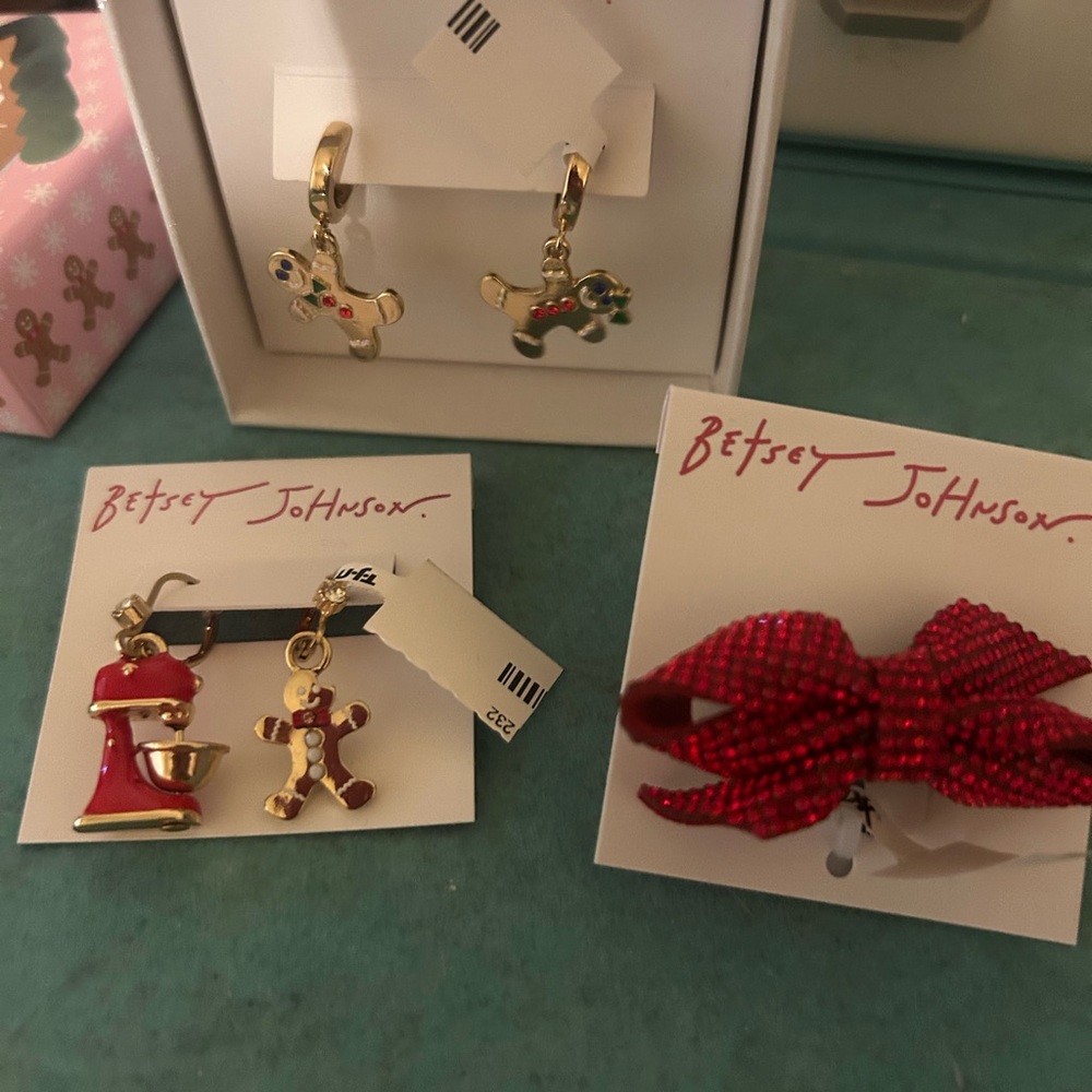 Betsey Johnson earrings and ring set